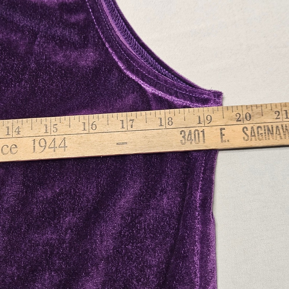 Gilligan O'Malley Tank Top Womens Large Purple Velvet Scoop Neck Made in USA - Picture 4 of 8